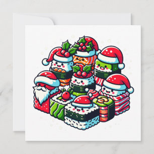 Santa's Sushi Delight - Festive Christmas Art Invitation
