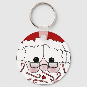 Santa's Sweet Cheeks-candy Cane Beard Keychain by creationhrt at Zazzle
