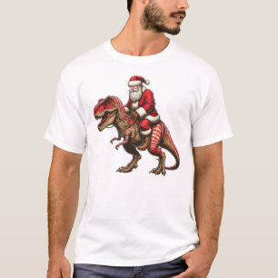 Santa's T-rex Ride Christmas T-Shirt