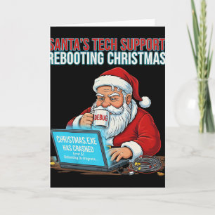 Santa's Tech Support Rebooting Christmas Funny  Card