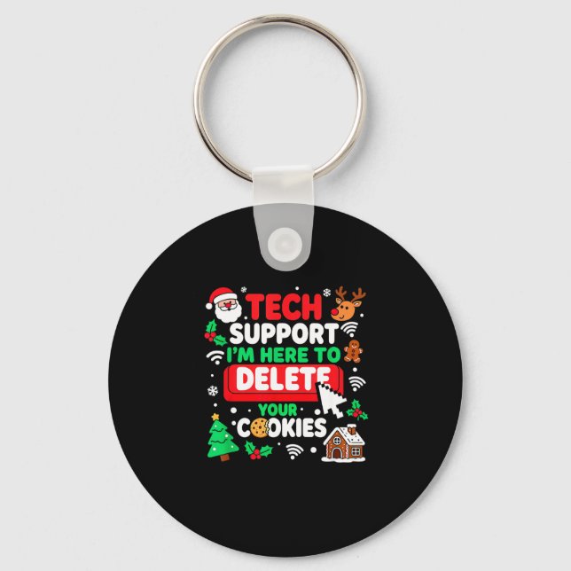 Santa's Tech Suprt Rebooting Christmas Computer Me Keychain (Front)