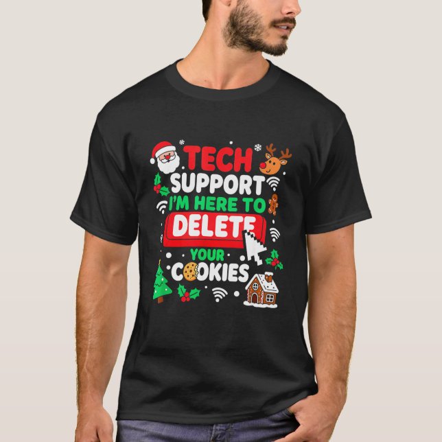 Santa's Tech Suprt Rebooting Christmas Computer Me T-Shirt (Front)