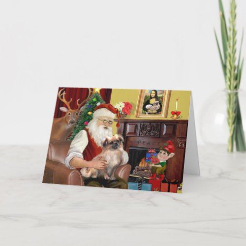 Santas Tibetan Spaniel 3 Holiday Card