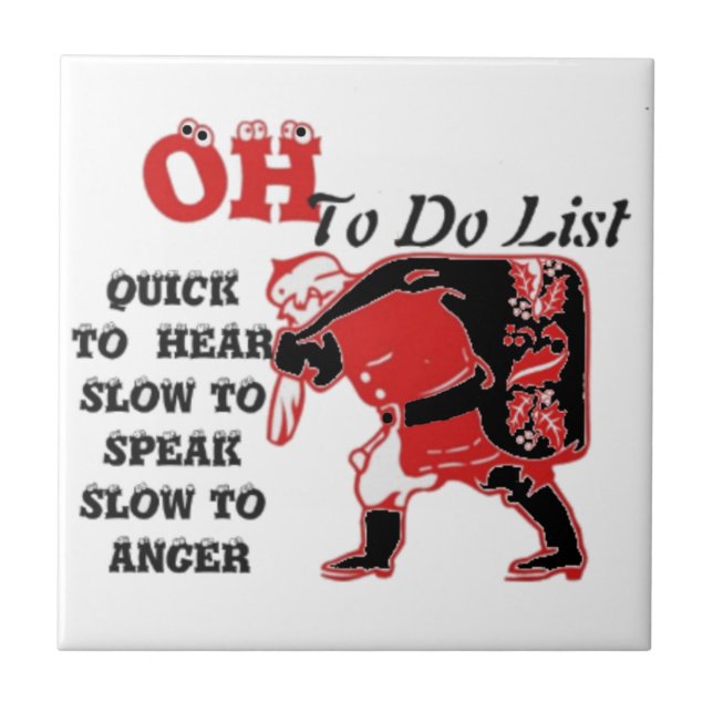 Santa's To-Do List Collection. Ceramic Tile (Front)