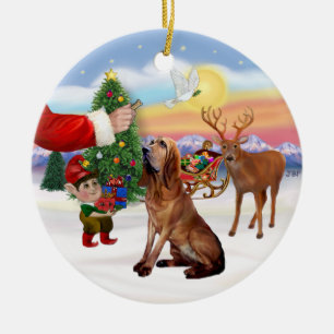Santas Treat - Bloodhound Ceramic Ornament