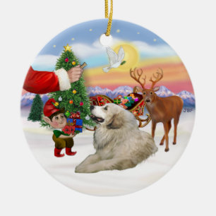 Santas Treat - Great Pyrenees Ceramic Ornament