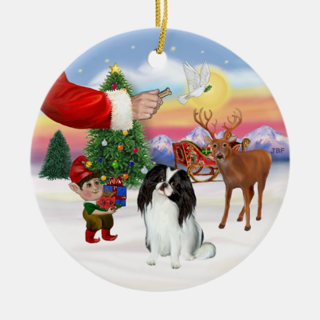 Santas Treat - Japanese Chin Ceramic Ornament (Front)