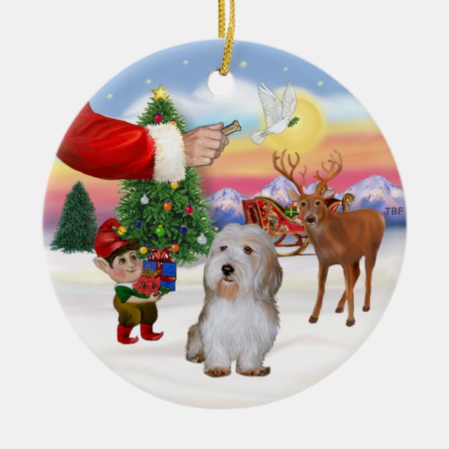 Santa's Treat - Petit Basset Ceramic Ornament (Front)