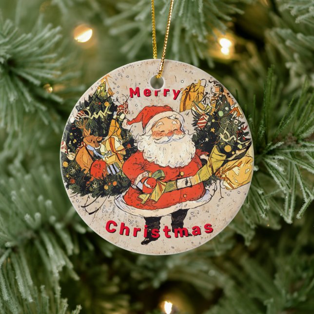 Santa's Trees - Christmas  Ceramic Ornament (Tree)