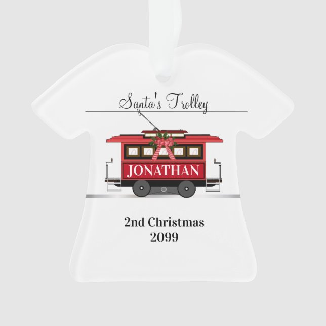 Santa's Trolley Numbered Shirt Christmas Ornament (Front)