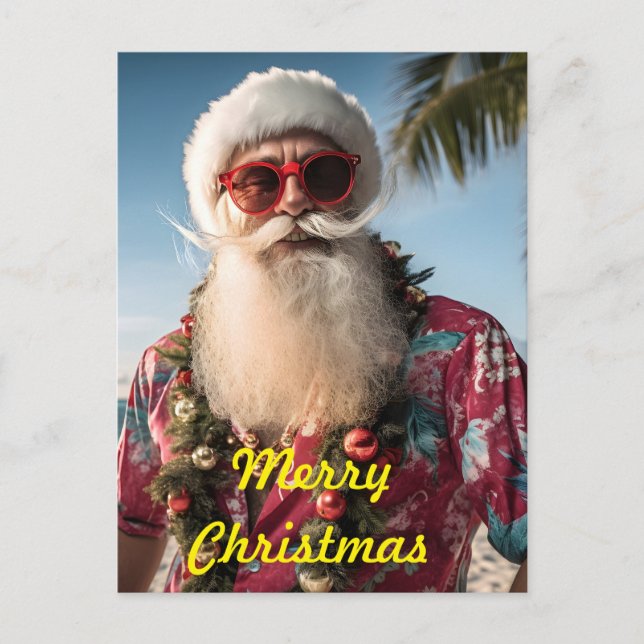 Santa's Tropical Christmas  Holiday Postcard (Front)