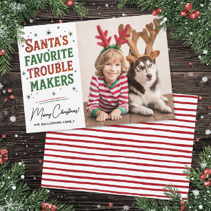 Santa's Trouble Makers Funny Christmas Holiday Card