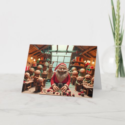 Santas Twisted Helpers A Mischievous Workshop Card