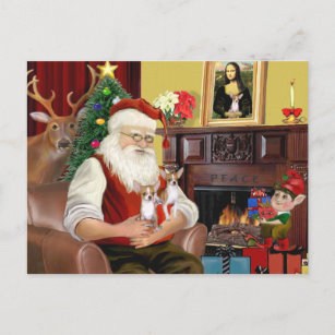 Santa's Two Chihuahuas Holiday Postcard