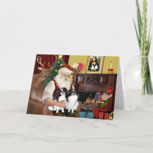Santa's Two Japanese Chins Holiday Card