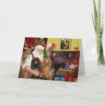 Santa&#39;s Two Long Haired Dachshunds Holiday Card at Zazzle