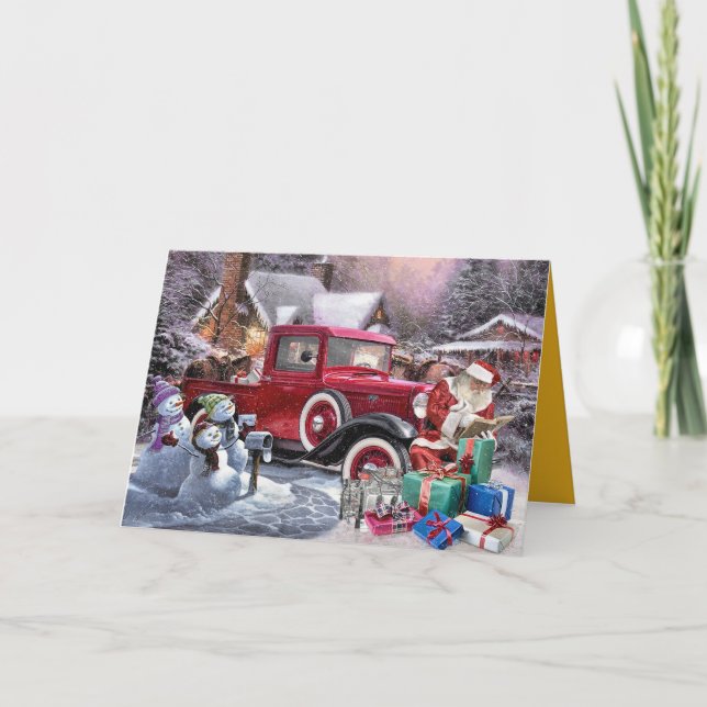 Santa's Vintage Truck Holiday Card (Front)