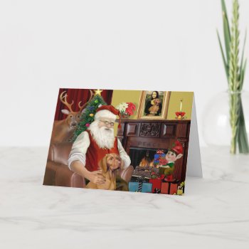 Santa's Vizsla Holiday Card by dogartchristmasgifts at Zazzle