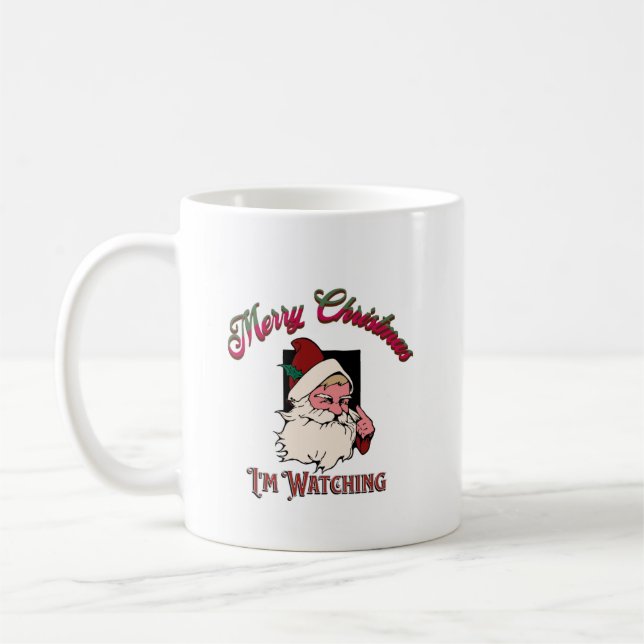Santas Watching Coffee Mug (Left)