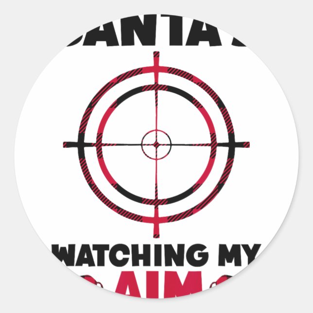 Santa's Watching My Aim - Boar Hog Hunting 1  Classic Round Sticker (Front)