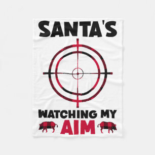 Santa's Watching My Aim - Boar Hog Hunting 1 Fleece Blanket