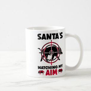 Santa's Watching My Aim - Boar Hog Hunting Coffee Mug