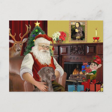Santa's Weimaraner (n) Holiday Postcard