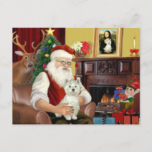Santas West Highland Terrier 8 _ Santa Holiday Postcard