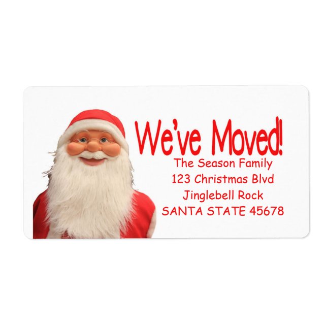 Santa's We've Moved Christmas label (Front)