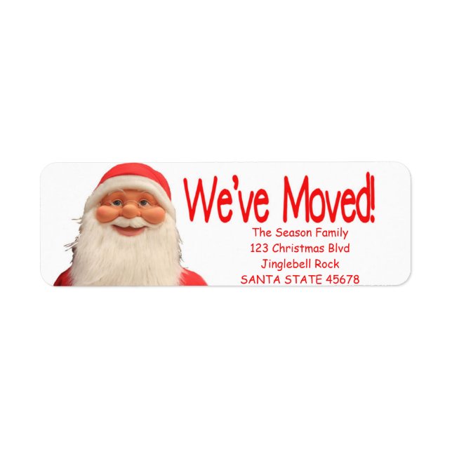 Santa's We've Moved Christmas label (Front)