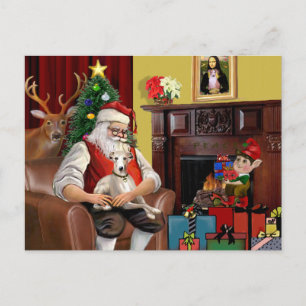 Santa's Whippet Holiday Postcard