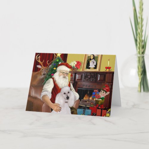 Santas White Standard Poodle Holiday Card