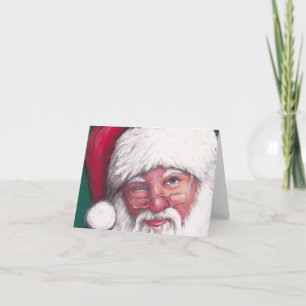 Santa's Wink Art Note Card
