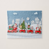 Santa's Winter Christmas Holiday Steam Train Jigsaw Puzzle