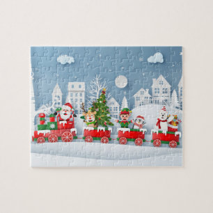 Santa's Winter Christmas Holiday Steam Train Jigsaw Puzzle