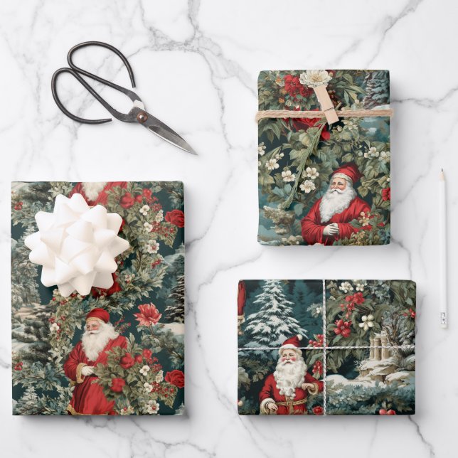 Santa's Winter Garden Wrapping Paper Sheets (Front)