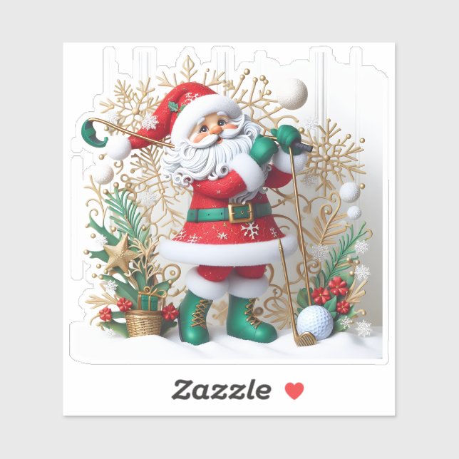 Santa's Winter Golf Swing Sticker (Sheet)