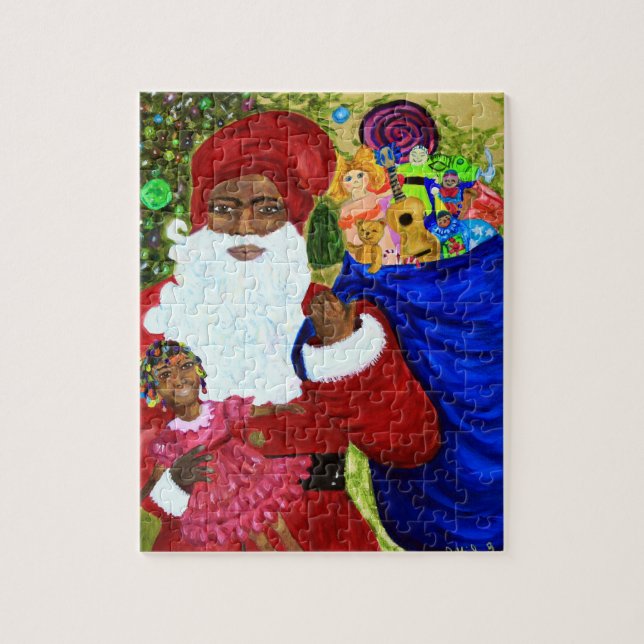 Santa's Wish Puzzle w Collectible Box -Black Santa (Vertical)