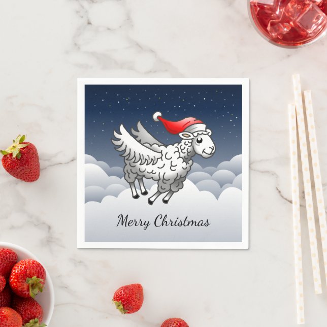 Santa's Wonderful Christmas Sheep Napkins (Insitu)