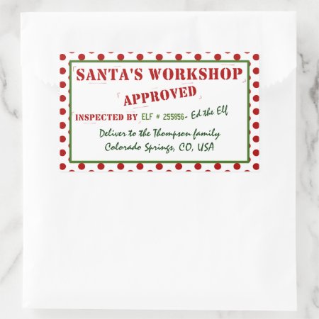 Santa's Workshop Approved & Inspected Gift Tag