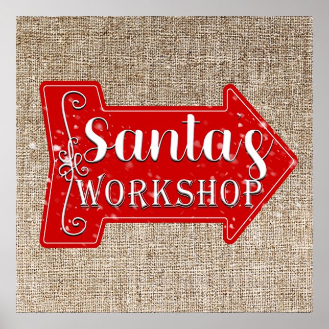 Santa's Workshop Arrow Rustic Christmas Holiday Poster (Front)