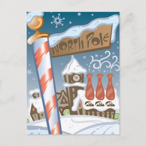 Santas workshop at the North Pole Holiday Postcard