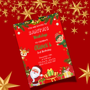 Santa's Workshop Birthday Invitation Christmas