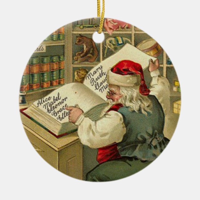 Santa's workshop ceramic ornament (Front)