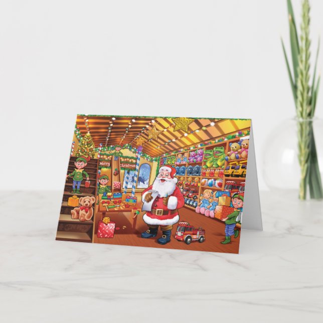 Santa's workshop Christmas card (Front)