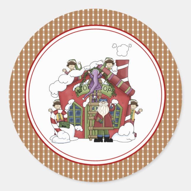 Santa's Workshop Christmas Envelope Seals Stickers (Front)