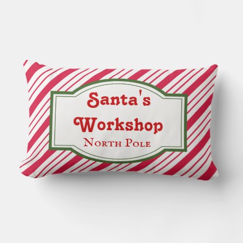 Santas Workshop Christmas  Lumbar Pillow