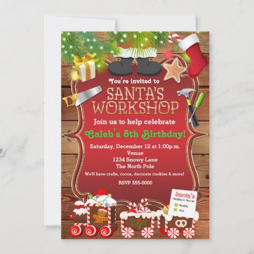 Santas Workshop Christmas Party Invitation