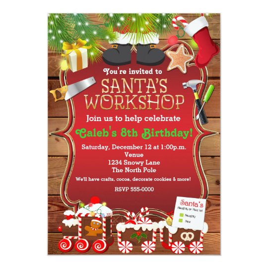 Santas Workshop Christmas Party Invitation