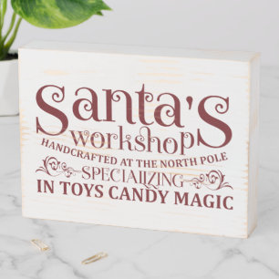 Santa's Workshop Christmas Wooden Box Sign